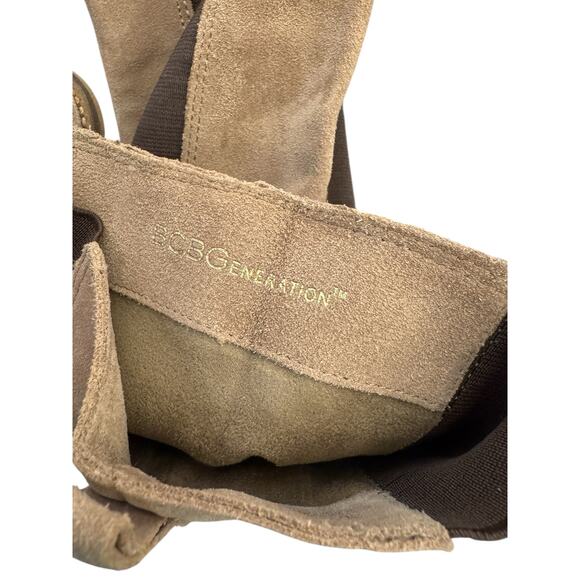 BCBGeneration Women's Judie Sz 6 Tan Camel Suede Brown Chelsea Pull On Boho - Picture 13 of 14